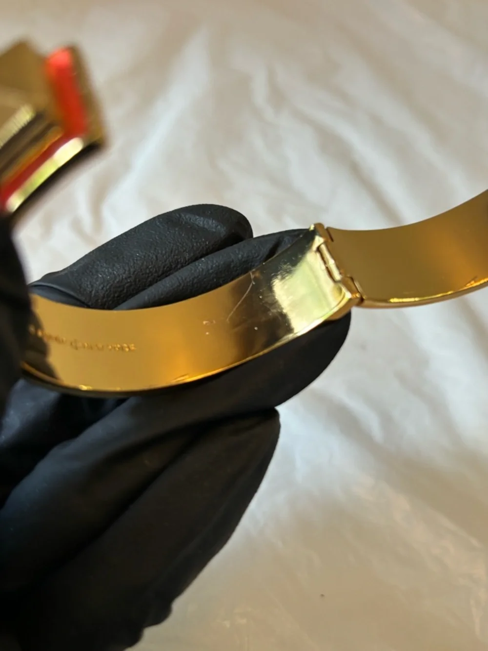 ❗️Sale❗️ ✨Kate Spade Coral Enamel Cuff with Gold Pyramid Stud✨ - Picture 5 of 13